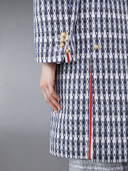 GROSGRAIN TWEED OVERSIZED BAL COLLAR OVERCOAT MED GREY