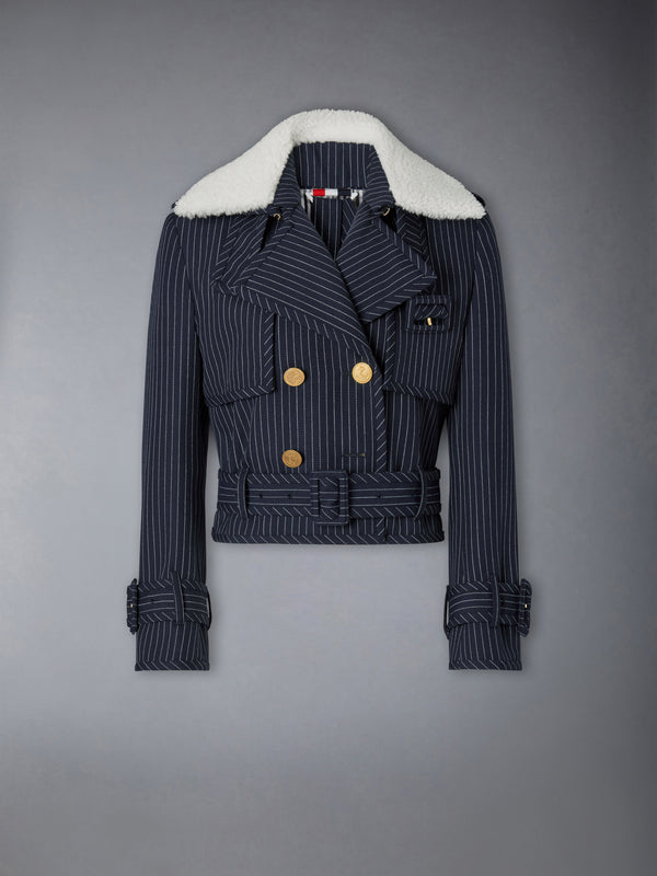 HIGH TWIST WOOL CROPPED TRENCH - featured image
