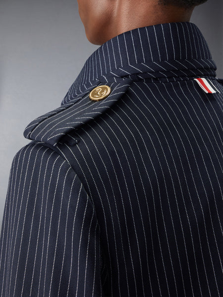 HIGH TWIST WOOL CROPPED TRENCH NAVY