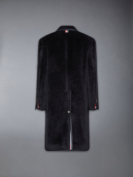 BRUSHED ALPACA WOOL SATIN TIPPING SOFT SHOULDER OVERCOAT BLACK