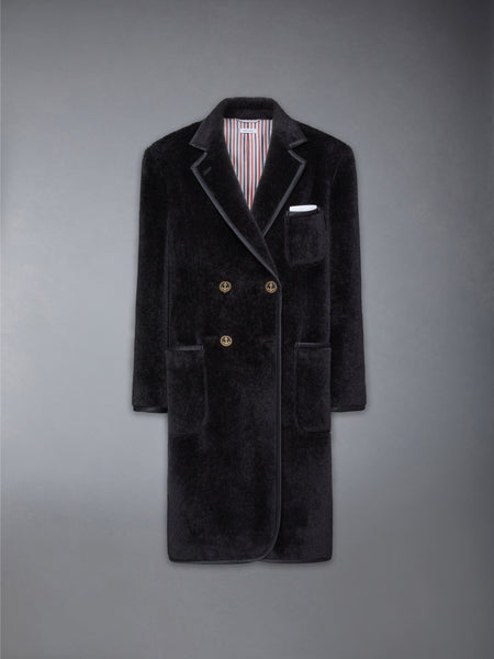 BRUSHED ALPACA WOOL SATIN TIPPING SOFT SHOULDER OVERCOAT BLACK