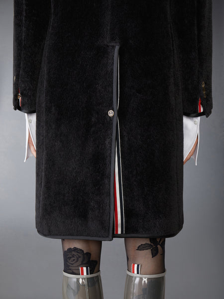 BRUSHED ALPACA WOOL SATIN TIPPING SOFT SHOULDER OVERCOAT BLACK