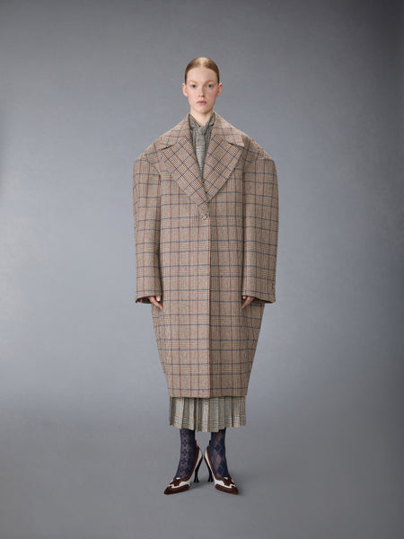 HUNTING TWEED COCOON COAT DARK BROWN