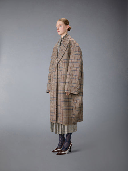 HUNTING TWEED COCOON COAT DARK BROWN