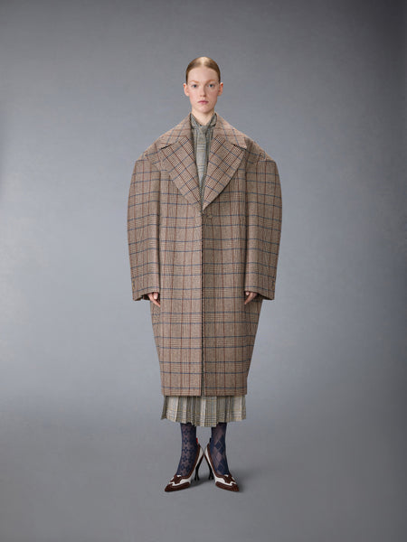 HUNTING TWEED COCOON COAT DARK BROWN