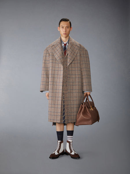 HUNTING TWEED COCOON COAT DARK BROWN