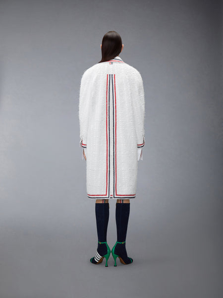 SATIN RIBBON TWEED RAGLAN COAT WHITE