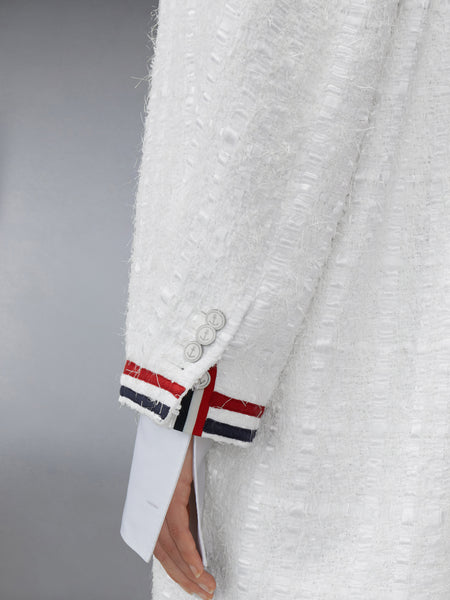 SATIN RIBBON TWEED RAGLAN COAT WHITE