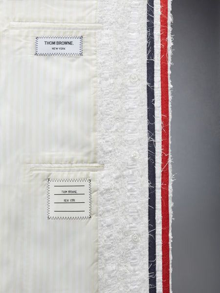 SATIN RIBBON TWEED RAGLAN COAT WHITE