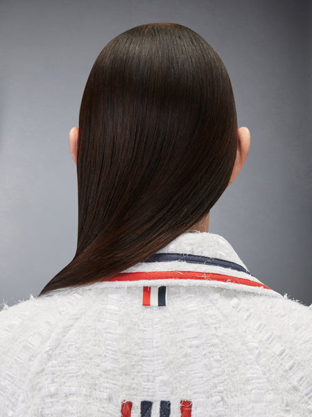 SATIN RIBBON TWEED RAGLAN COAT WHITE