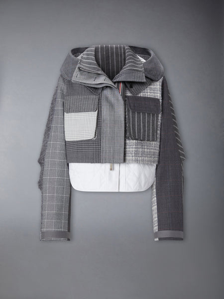 HIGH TWIST WOOL FUNMIX CROPPED TAILORED PARKA DARK GREY