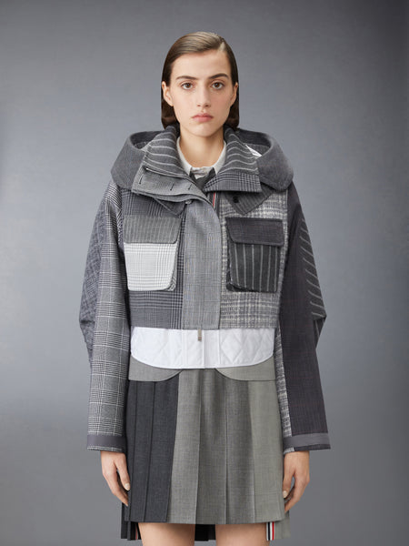 HIGH TWIST WOOL FUNMIX CROPPED TAILORED PARKA DARK GREY