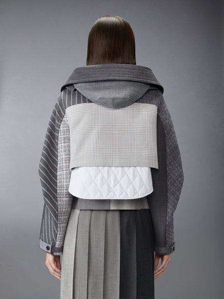 HIGH TWIST WOOL FUNMIX CROPPED TAILORED PARKA DARK GREY