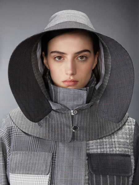 HIGH TWIST WOOL FUNMIX CROPPED TAILORED PARKA DARK GREY