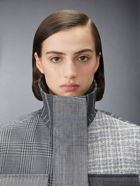 HIGH TWIST WOOL FUNMIX CROPPED TAILORED PARKA DARK GREY
