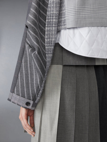 HIGH TWIST WOOL FUNMIX CROPPED TAILORED PARKA DARK GREY