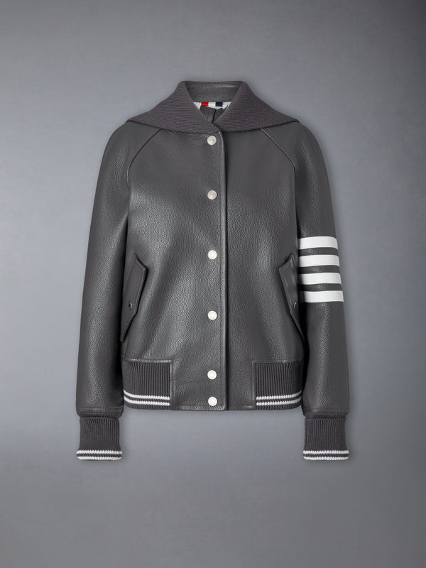 LEATHER 4-BAR OVERSIZED BLOUSON JACKET - featured image