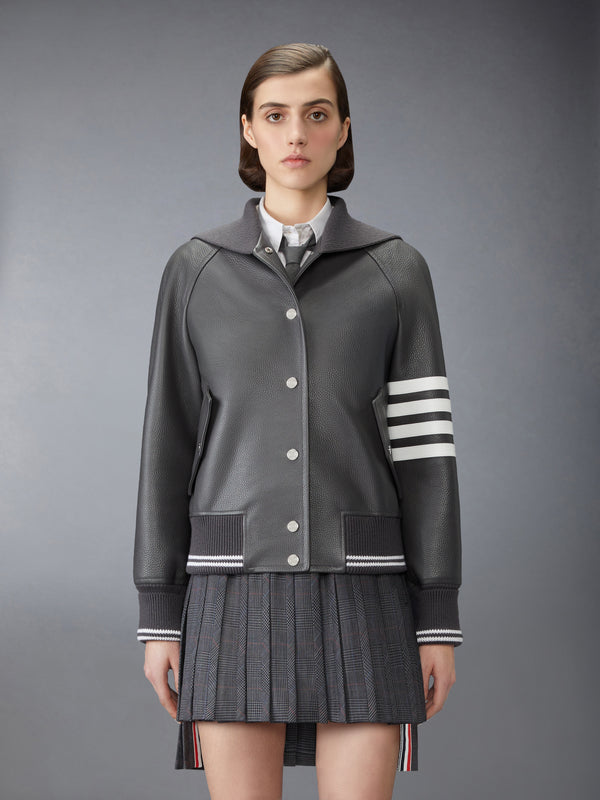LEATHER 4-BAR OVERSIZED BLOUSON JACKET - image 1