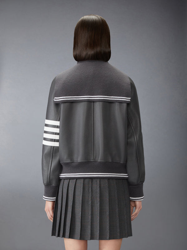 LEATHER 4-BAR OVERSIZED BLOUSON JACKET - image 2
