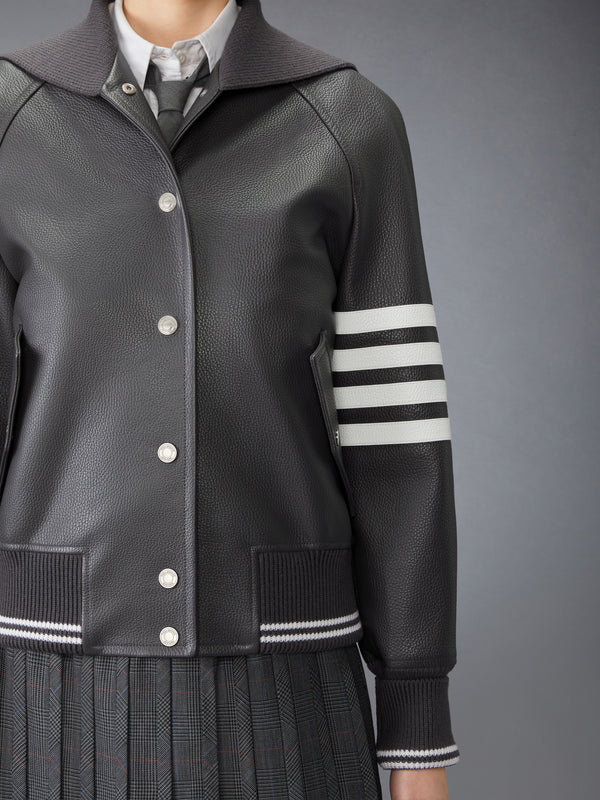 LEATHER 4-BAR OVERSIZED BLOUSON JACKET - image 4