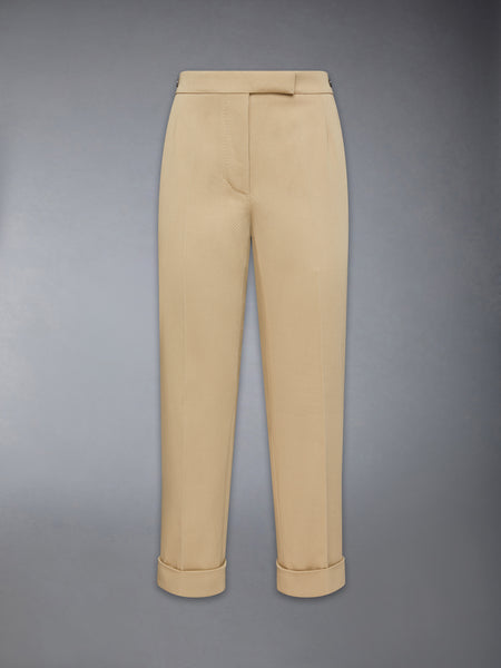 COTTON GABARDINE LOW RISE SLIM TROUSERS KHAKI