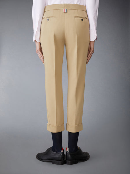 COTTON GABARDINE LOW RISE SLIM TROUSERS KHAKI