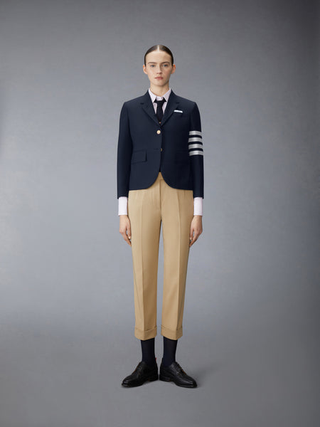 COTTON GABARDINE LOW RISE SLIM TROUSERS KHAKI