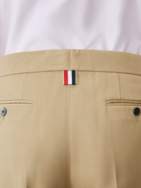 COTTON GABARDINE LOW RISE SLIM TROUSERS KHAKI