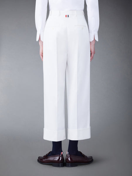 COTTON CANVAS HIGH WAISTED TROUSER OFF WHITE