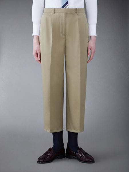 TWILL RELAXED PLEATED TROUSER CAMEL