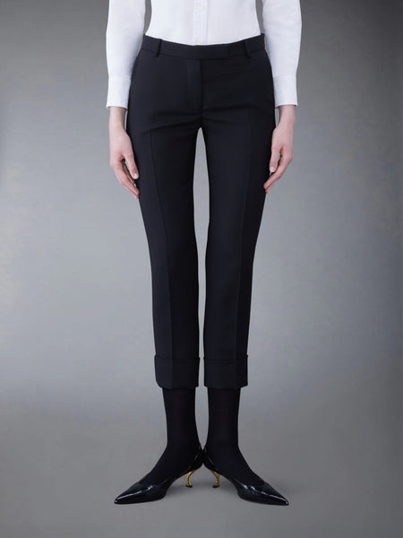WOOL LOW RISE CIGARETTE TROUSERS BLACK