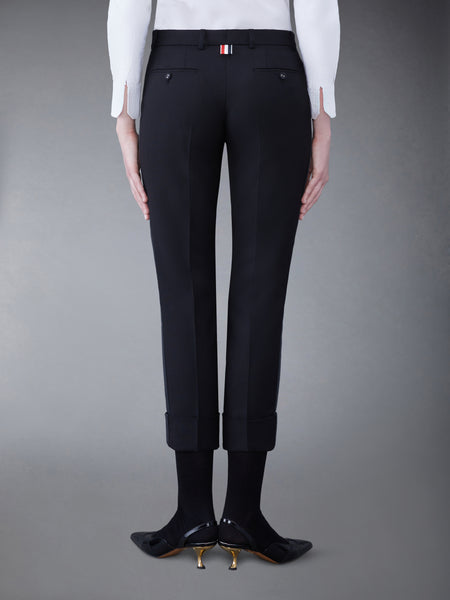 WOOL LOW RISE CIGARETTE TROUSERS BLACK