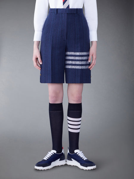 TWEED FRAY 4-BAR HIGH WAIST SHORT NAVY