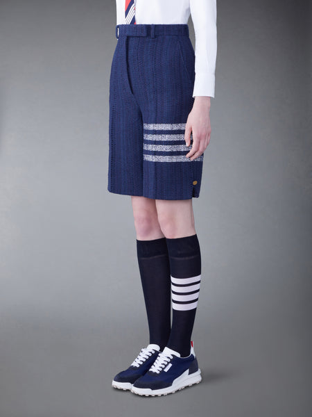 TWEED FRAY 4-BAR HIGH WAIST SHORT NAVY