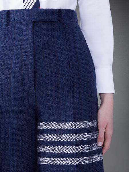 TWEED FRAY 4-BAR HIGH WAIST SHORT NAVY