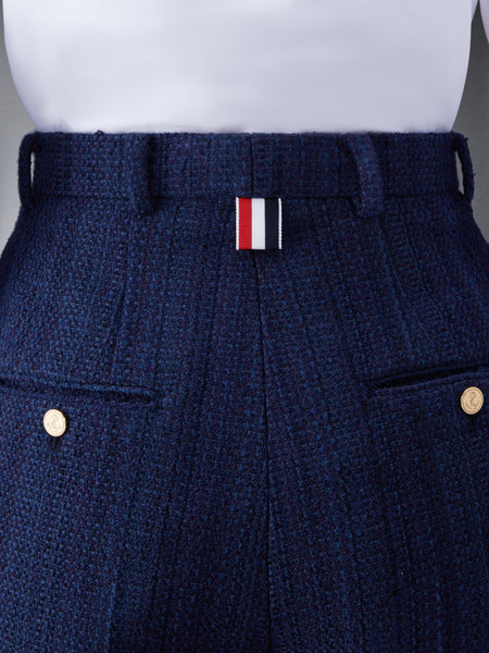 TWEED FRAY 4-BAR HIGH WAIST SHORT NAVY