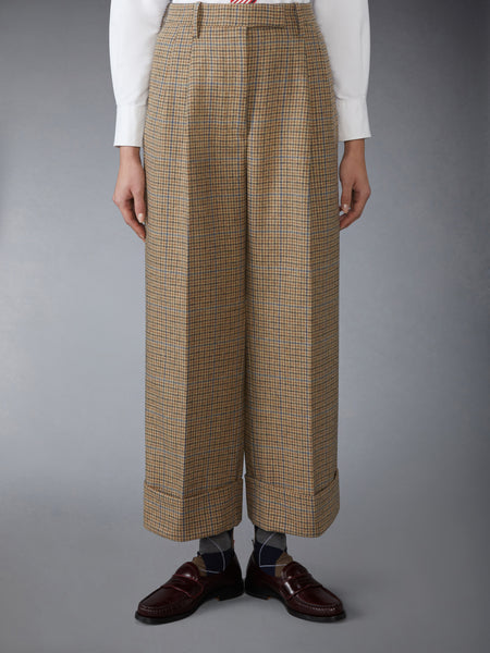 GUNCLUB CHECK CHEVIOT TWEED DOUBLE PLEAT TROUSER