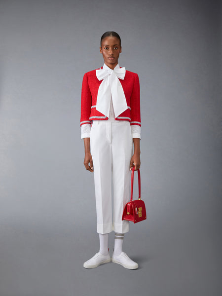 TYPEWRITER CLOTH HIGH WAISTED TROUSER WHITE