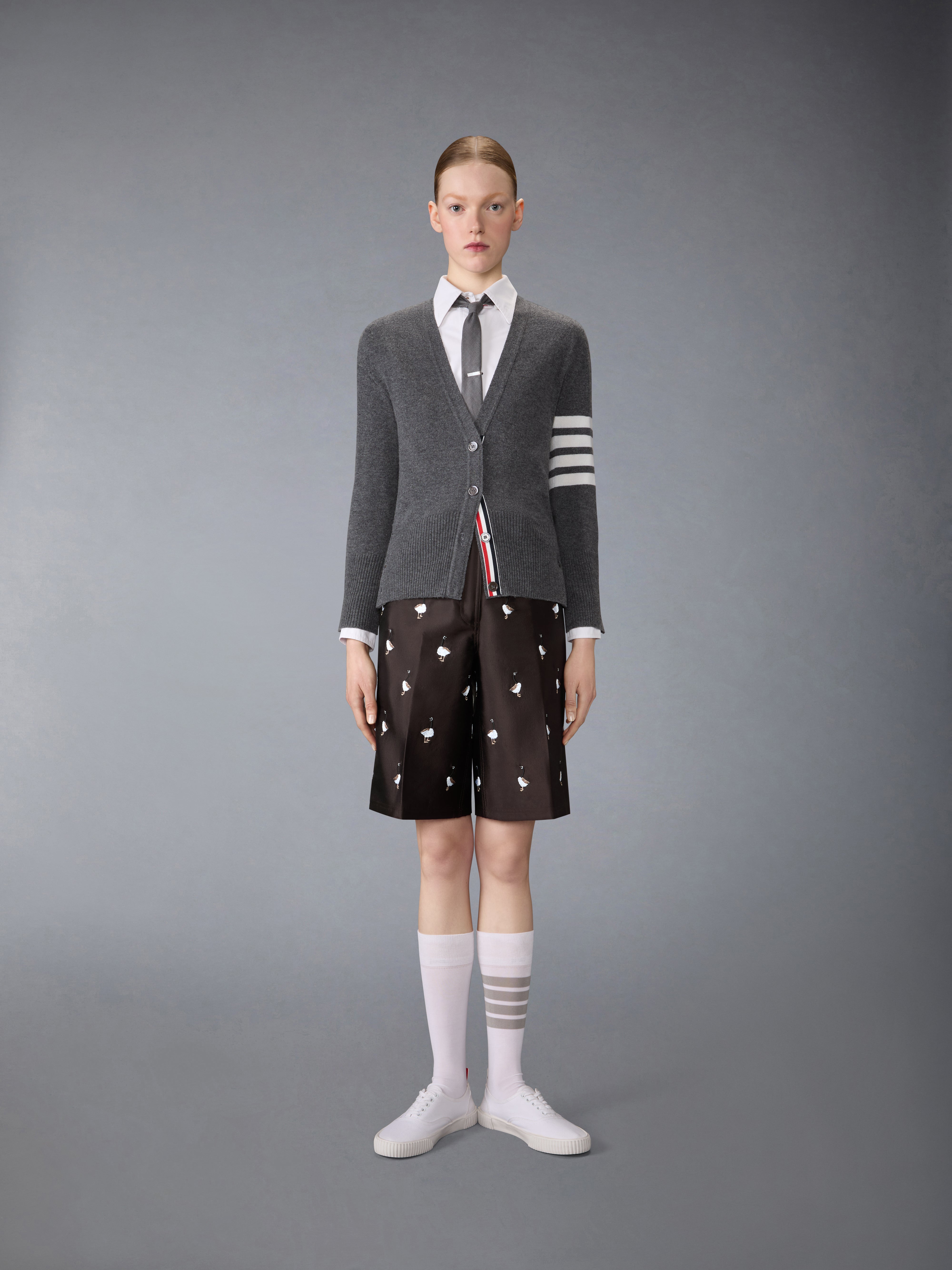 Wool And Silk Goose Wide Leg Shorts | Thom Browne