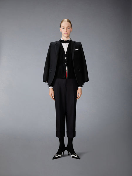 SUPER 120'S WOOL TWILL TUXEDO STRIPE TROUSER BLACK