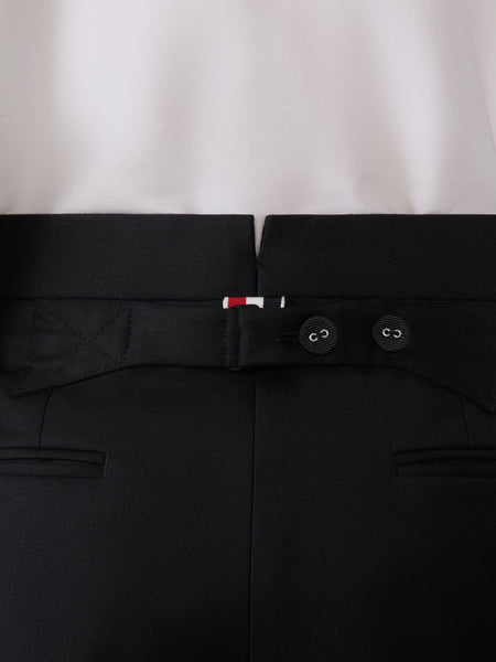 SUPER 120'S WOOL TWILL TUXEDO STRIPE TROUSER BLACK