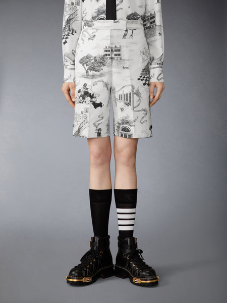CANVAS HECTOR TOILE BERMUDA SHORTS BLK/WHT