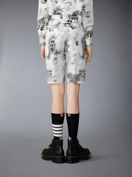 CANVAS HECTOR TOILE BERMUDA SHORTS BLK/WHT