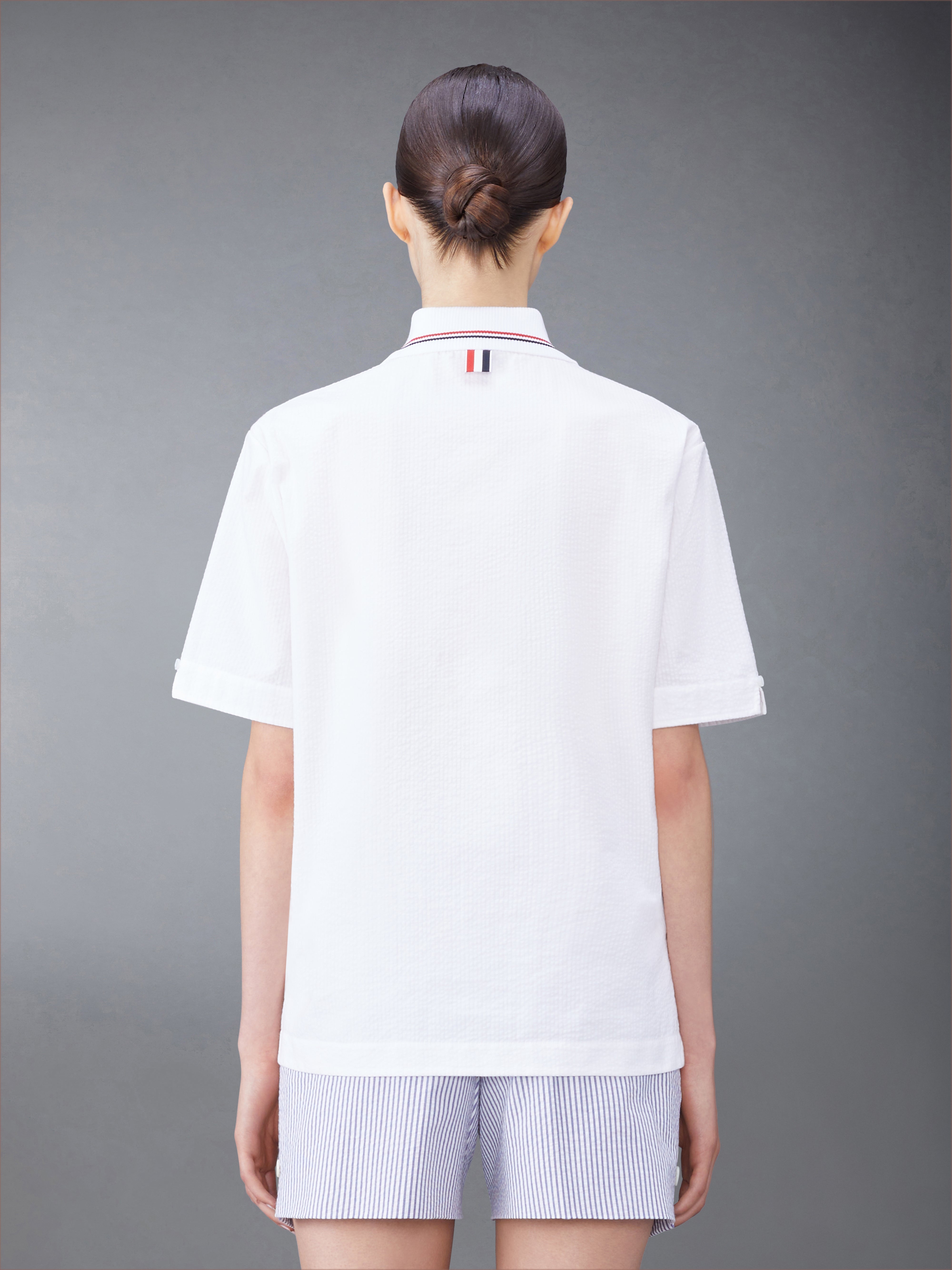 Seersucker Polo Shirt | Thom Browne Seersucker Polo Shirt | Thom Browne