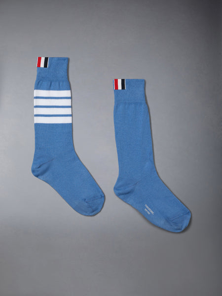 COTTON 4-BAR MID CALF SOCKS LT BLUE