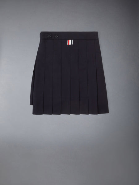 KID'S TWILL WOOL MINI PLEATED SKIRT NAVY