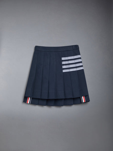CHILDREN'S COTTON 4-BAR PLEATED MINI SKIRT NAVY