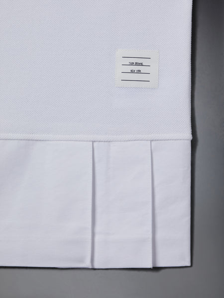 PIQUE PLEATED TANK DRESS WHITE