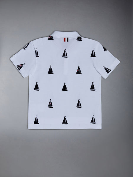 Kid's Half Drop Pique Polo WHITE