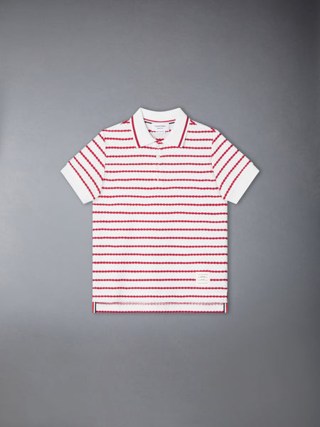 CHILDREN'S HONEYCOMB STRIPED POLO WHITE/RED